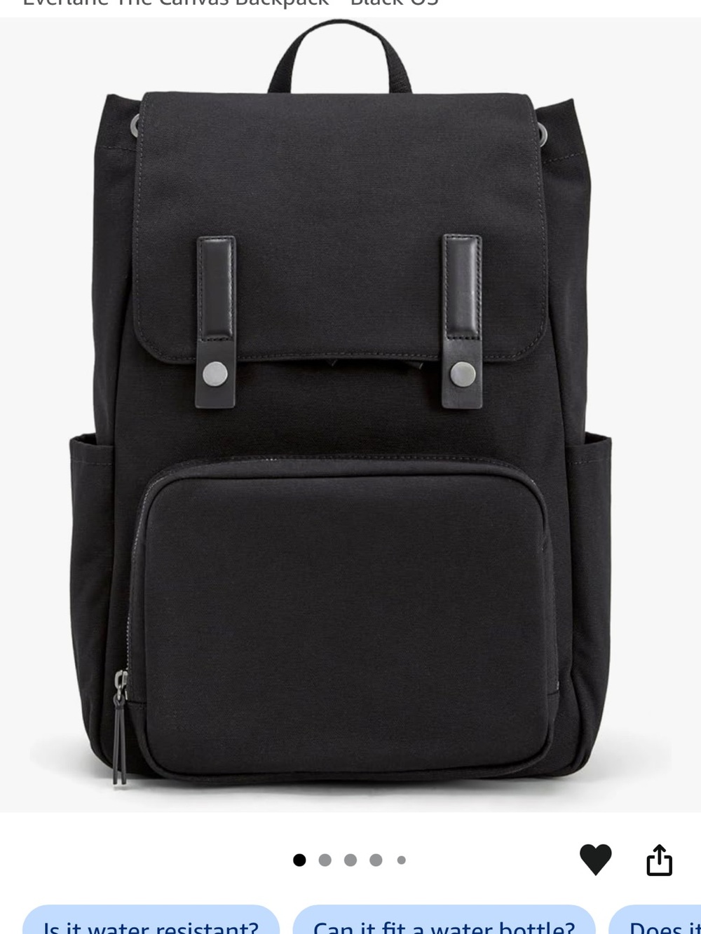 Everlane Men/Women Black Canvas Flap Backpack-Laptop or Tablet